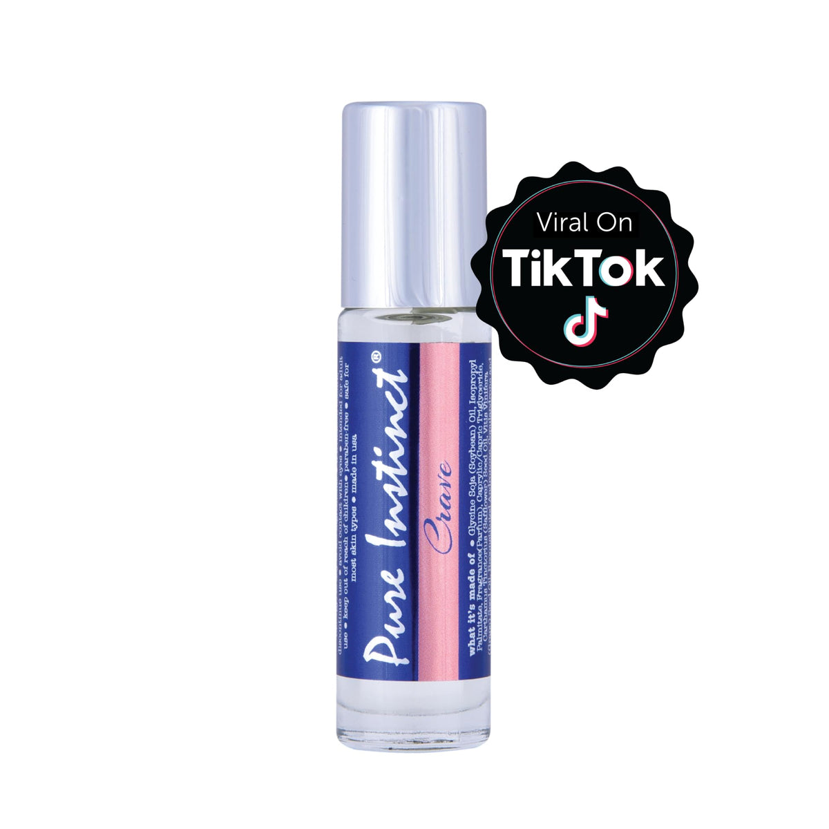 Pure Instinct roll-on applicator close-up displaying smooth metal ball for precise application