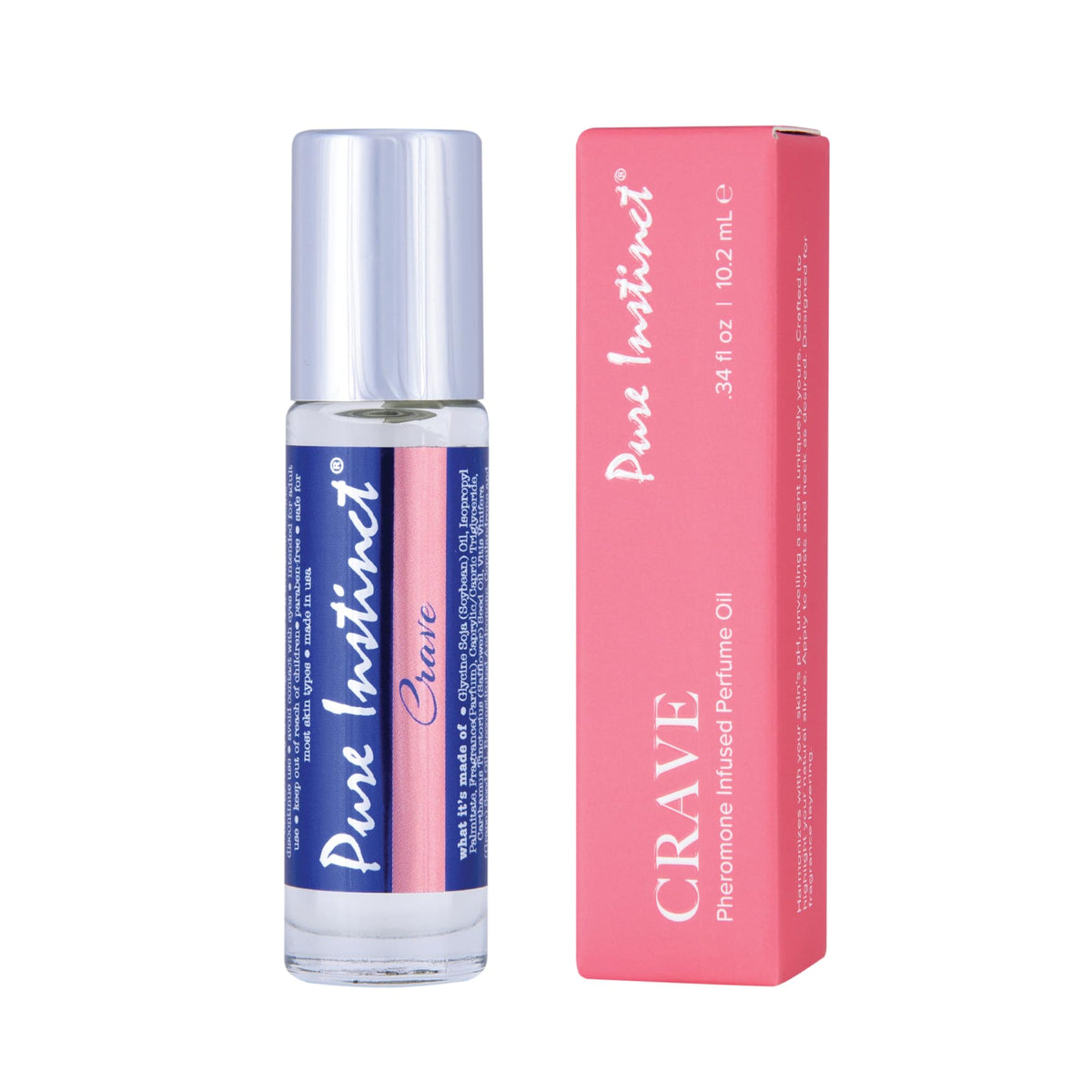 Pure Instinct roll-on front packaging showing compact travel-friendly bottle and branding