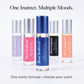Pure Instinct roll-on in evening purse suggesting discreet, on-the-go scent refresh