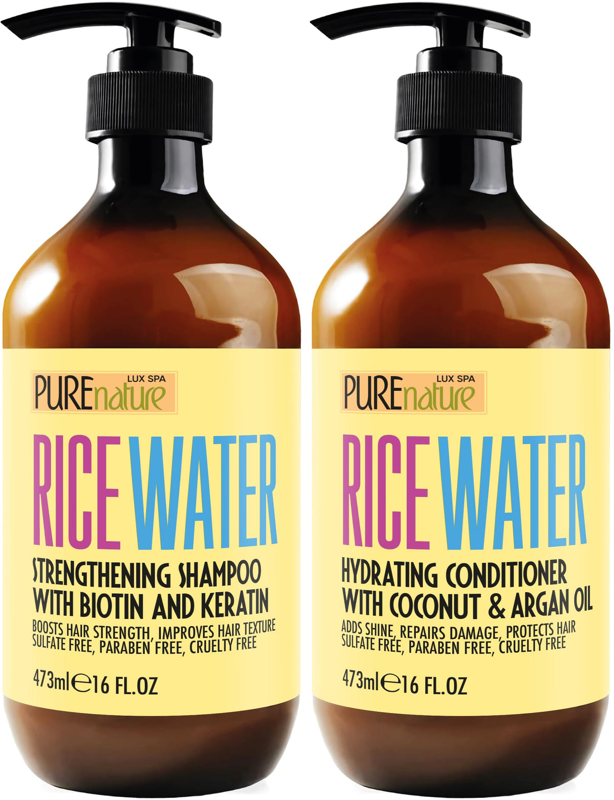 PURE NATURE LUX SPA front packaging showing both 16 fl oz bottles and brand