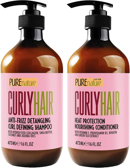 PURE NATURE LUX SPA front packaging showing complete shampoo and conditioner set for hydration