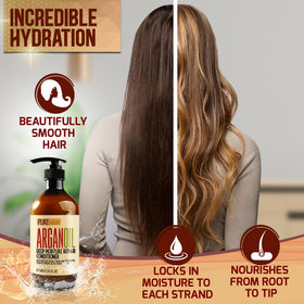 PURE NATURE LUX SPA before and after hair results showing smoother hair