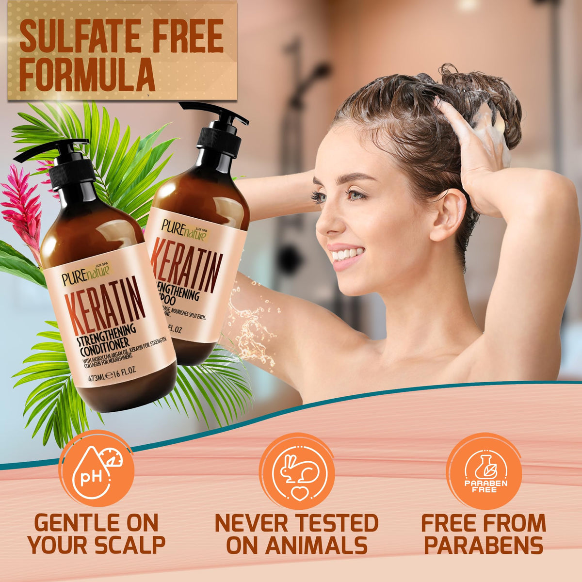 PURE NATURE LUX SPA shampoo texture close-up for gentle cleanse