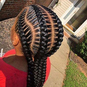 Pure O gel in salon application smoothing braids for neat, lasting definition