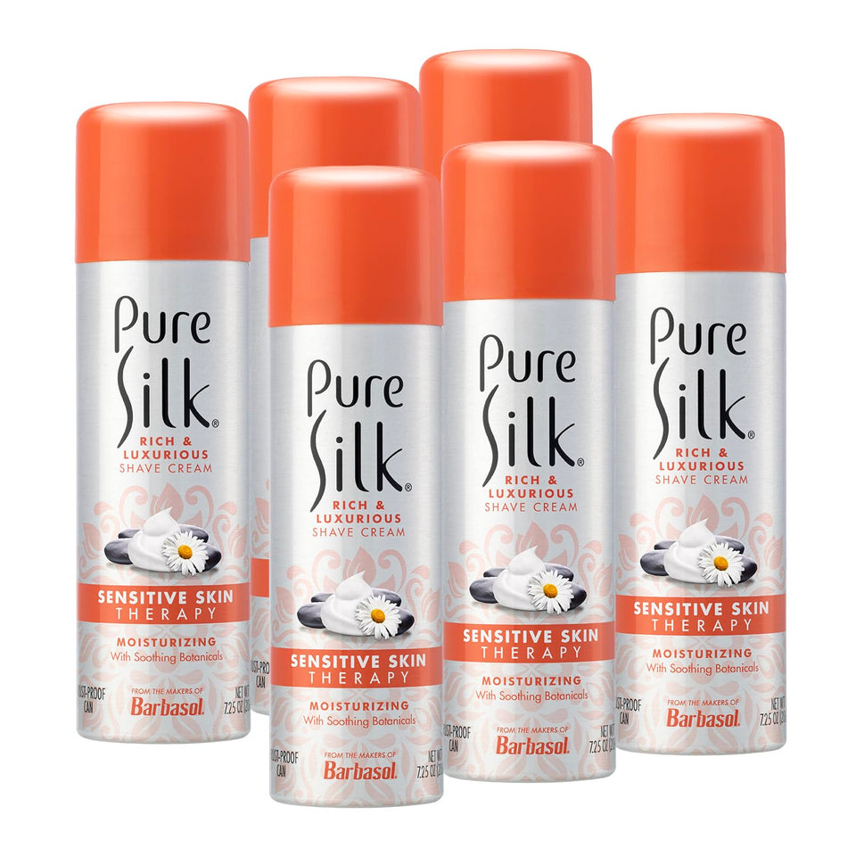 Pure Silk front packaging showing can and calming benefits for sensitive skin