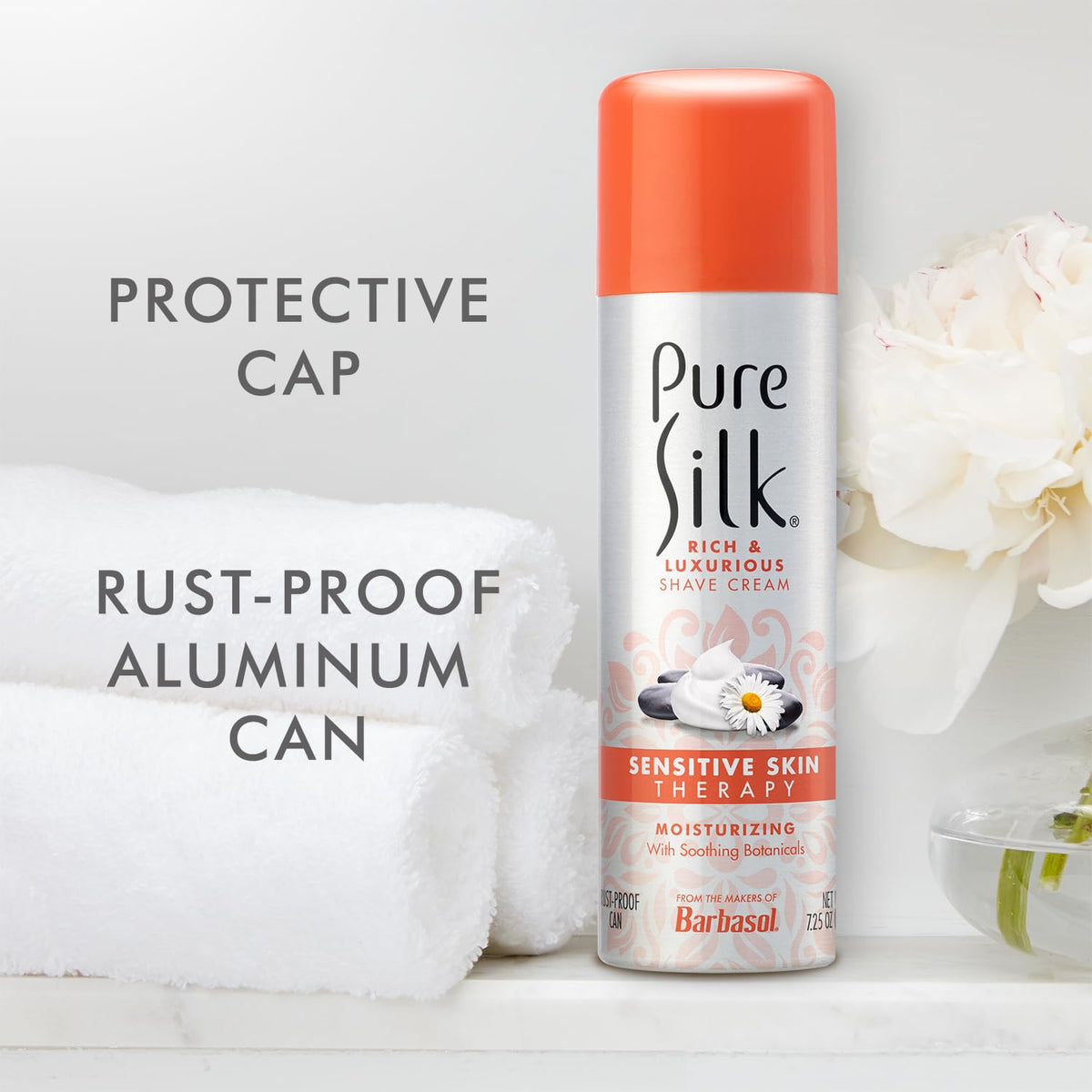 Pure Silk label close-up highlighting aloe, papaya and willow bark benefits