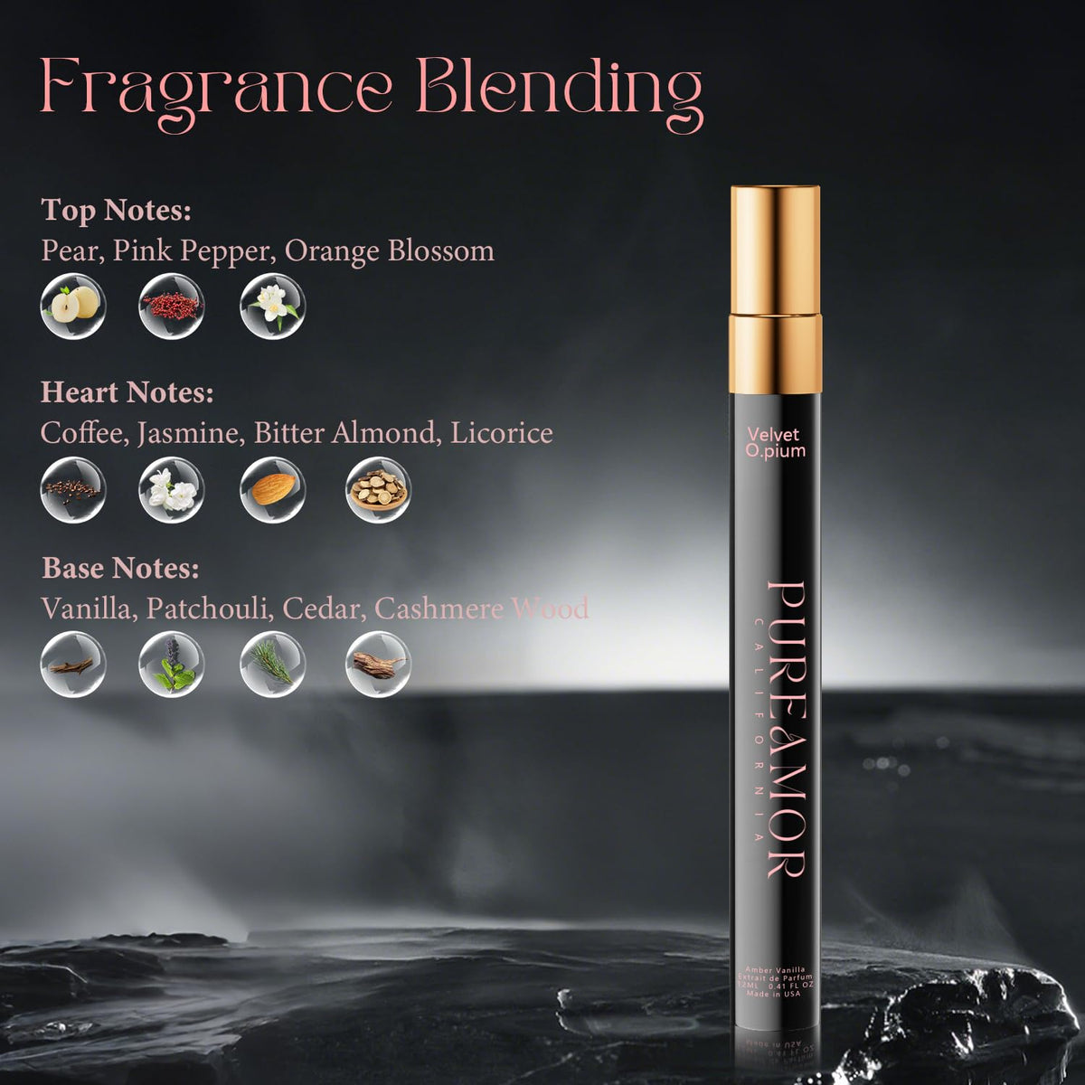 PUREAMOR spray nozzle detail demonstrating precise application and travel convenience