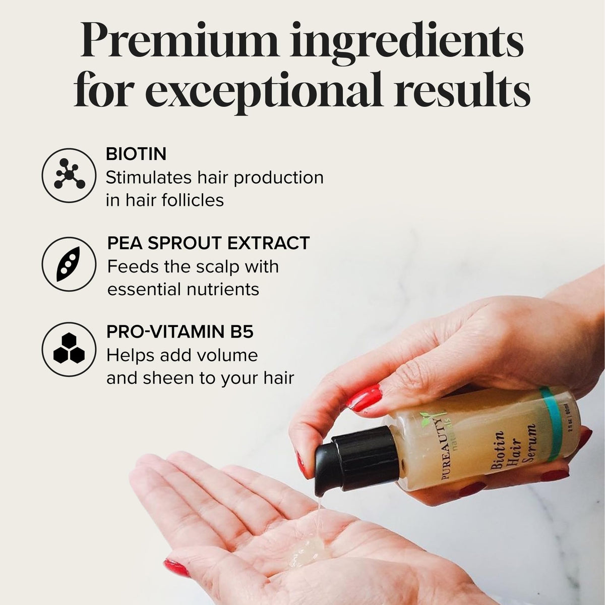 Meraz Pureauty Naturals creamy serum texture on fingers demonstrating lightweight feel