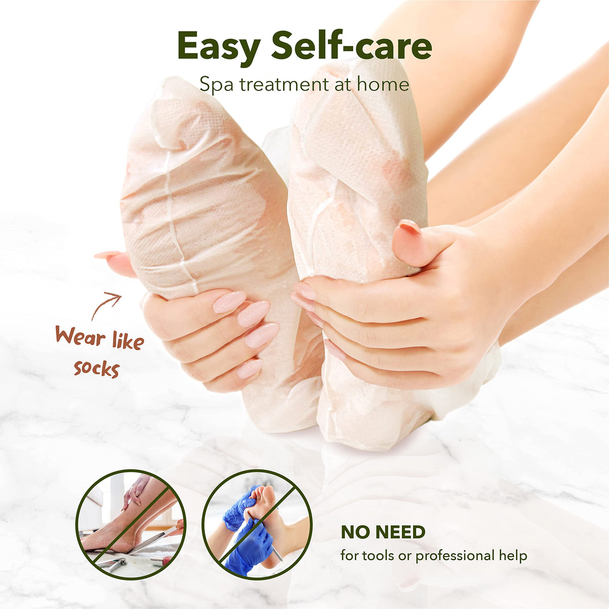 Purederm sock label highlighting botanical ingredients and safety
