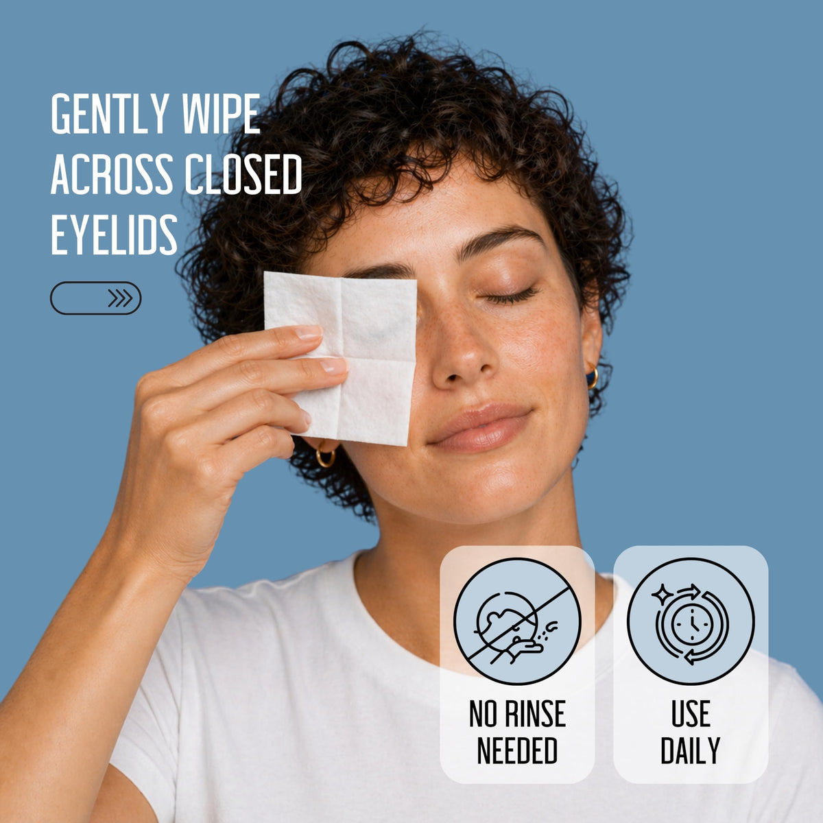 PURELID wipe beside contact lenses indicating safe residue removal