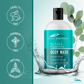 Purely Northwest foot-care focus showing targeted cleansing for feet and odor control