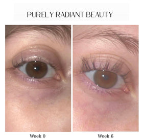 Purely Radiant texture drop displaying castor oil sheen to hydrate and condition lashes