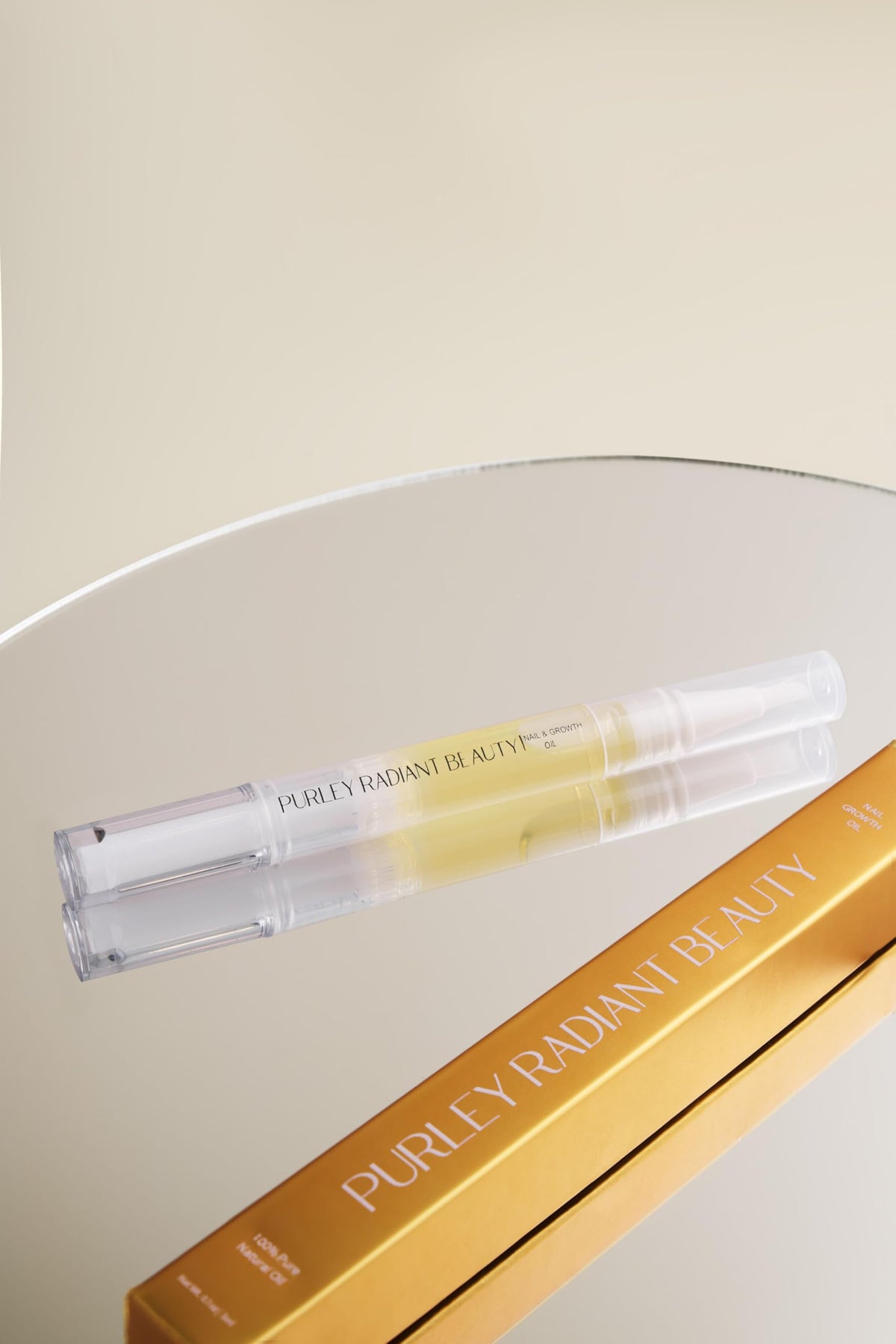 Purely Radiant pen inside a small travel pouch for on-the-go nail care