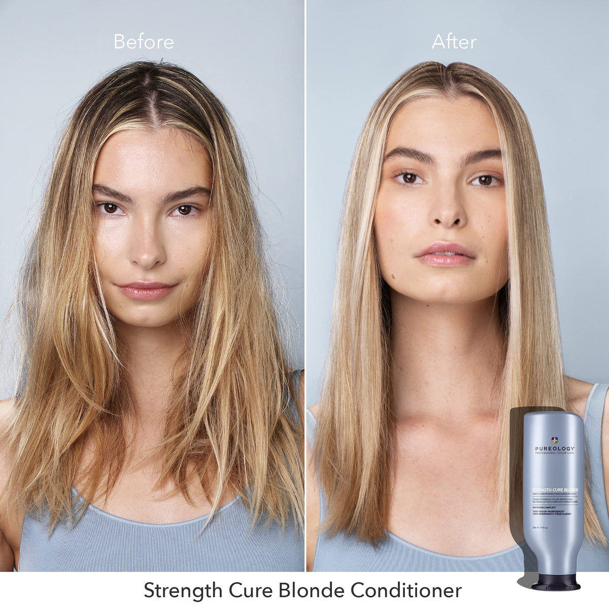 Pureology conditioner on towel with salon tools suggesting professional results