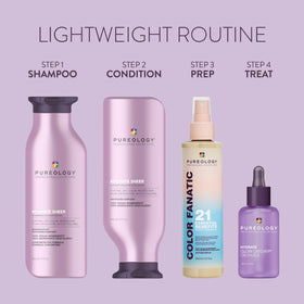 Pureology conditioner pairing display showing recommended duo for hydration benefit