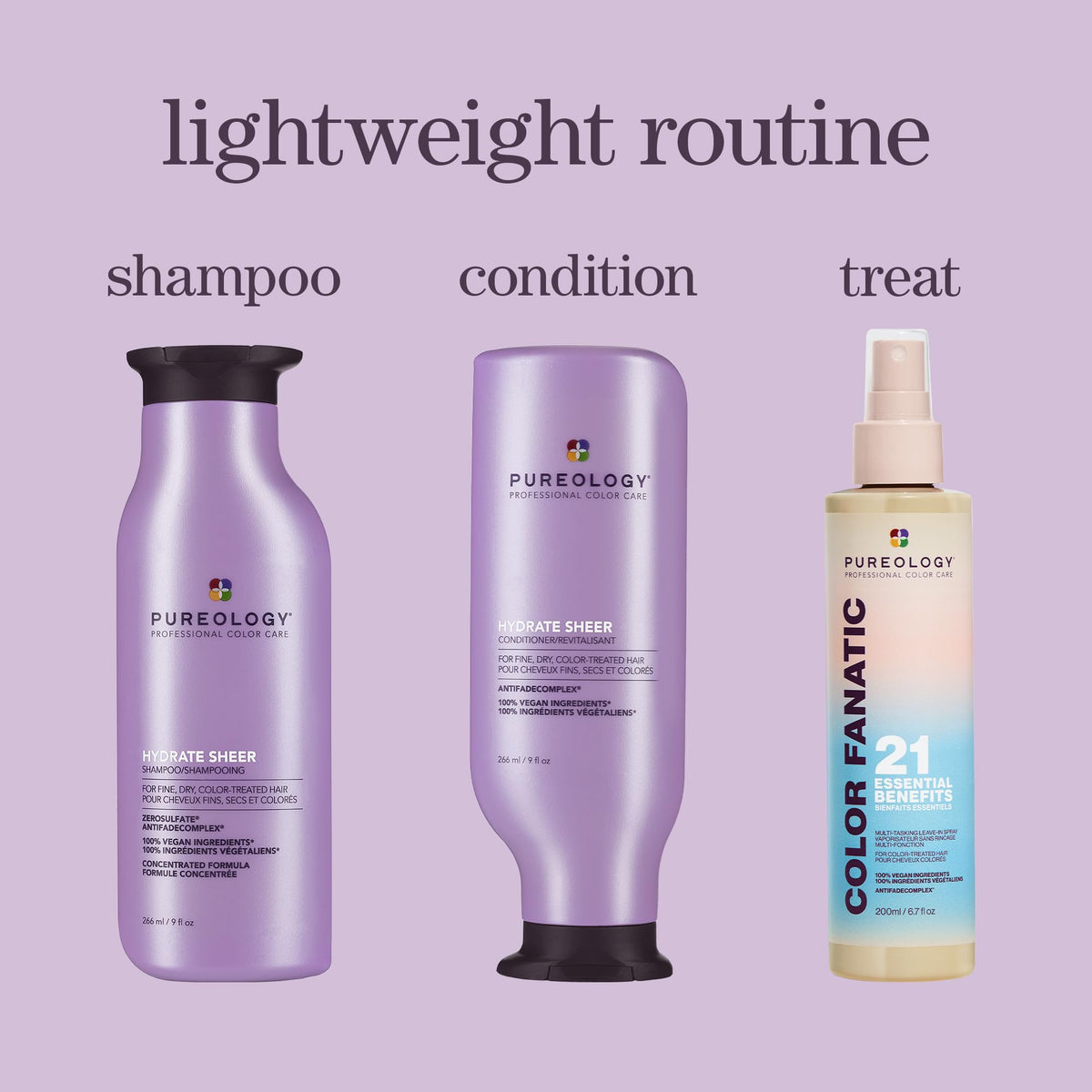 Pureology Hydrate Sheer shampoo and conditioner duo, color-care system benefit