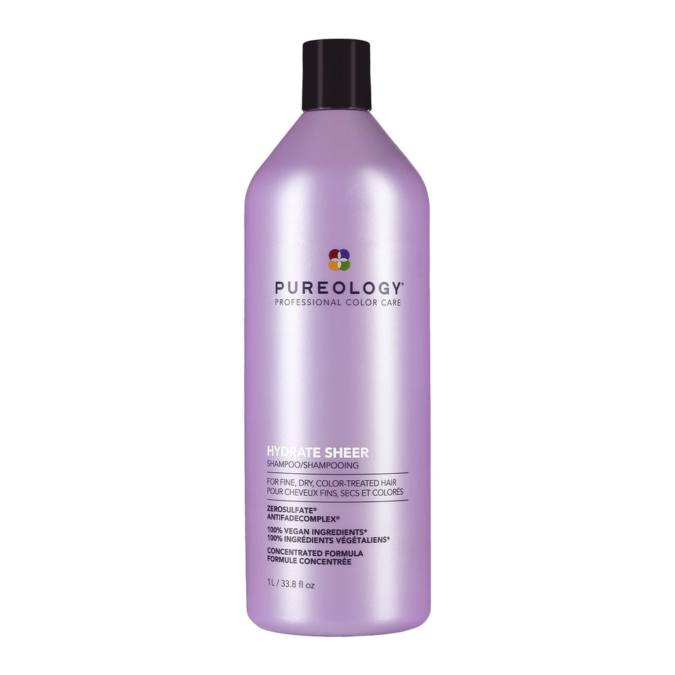 Pureology front bottle showing hydrate sheer conditioner, lightweight hydration