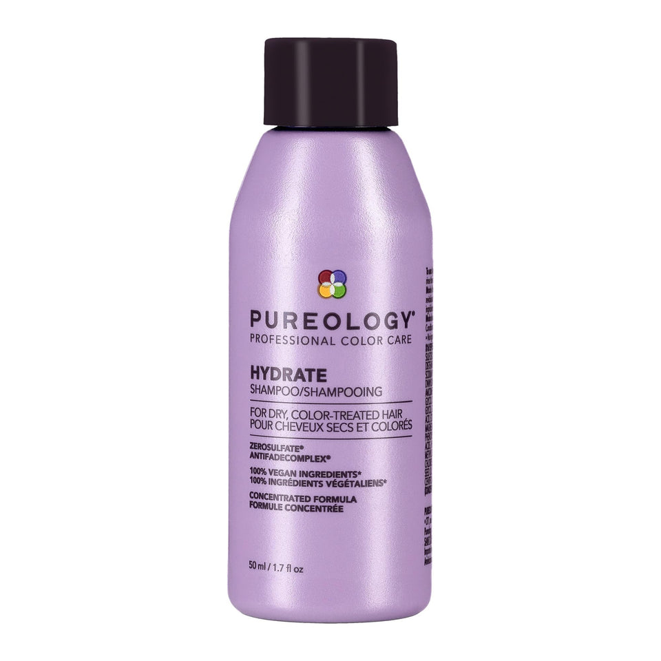 Pureology Hydrate front packaging showing bottle and logo for travel convenience