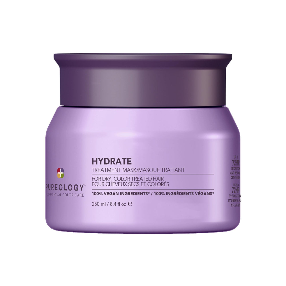 Pureology front jar view showing product and hydration benefits