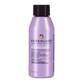 Pureology front packaging showing compact 1.7 fl oz bottle and branding benefits