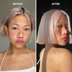 Pureology cream texture spread on palm showing lightweight consistency and hydrating feel