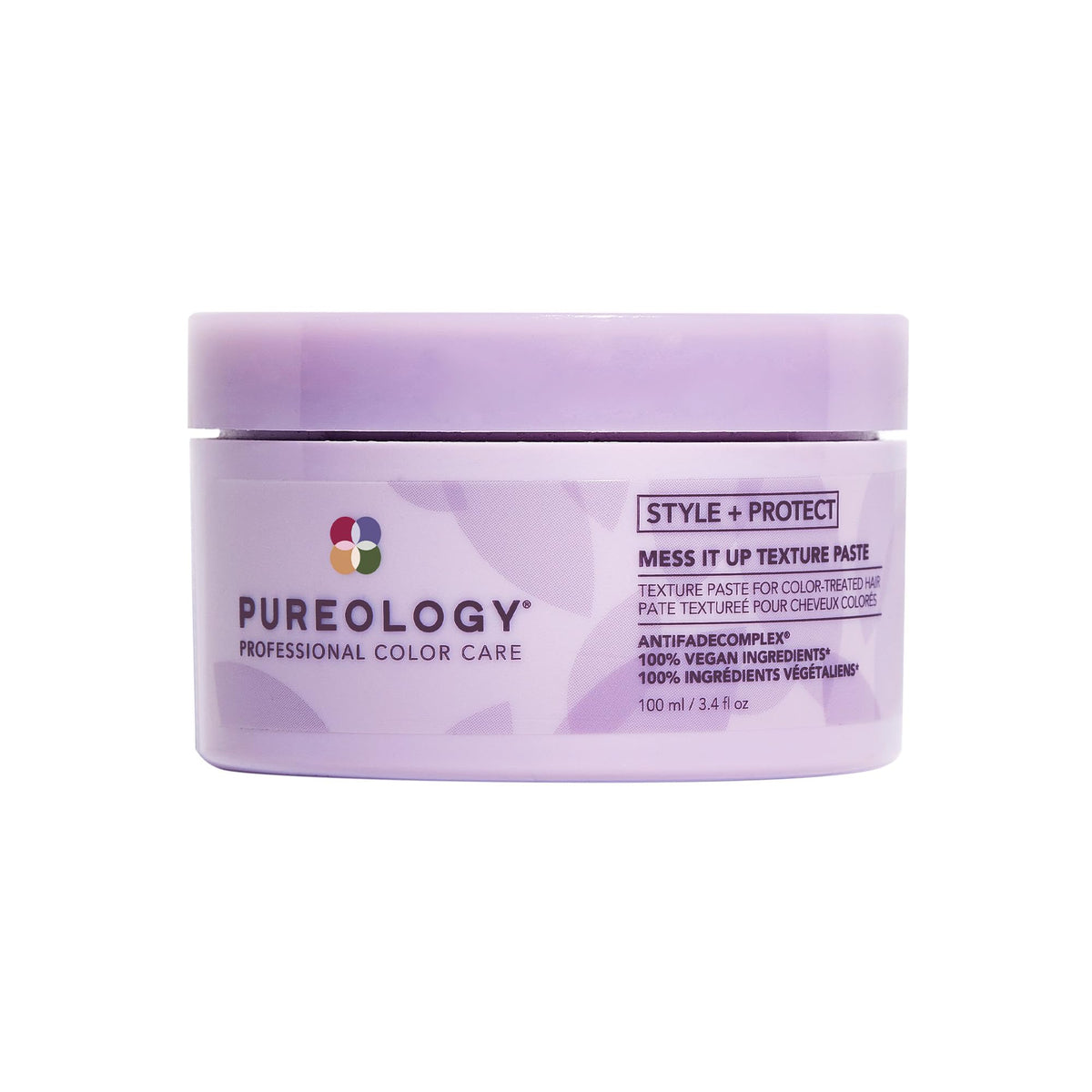 Pureology front packaging showing product and vegan promise for color care