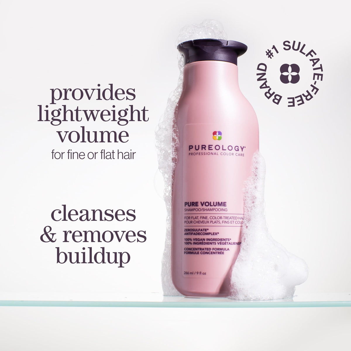 Pureology bottle top label readable for product name and size clarity