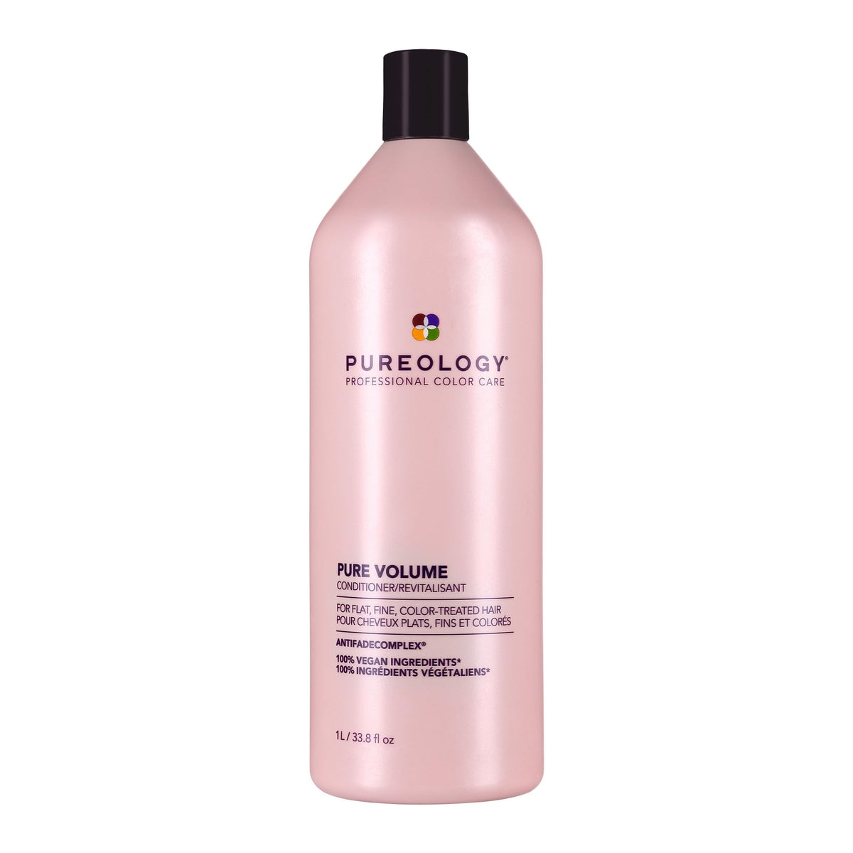 Pureology bottle front view showing branding and volumizing benefit