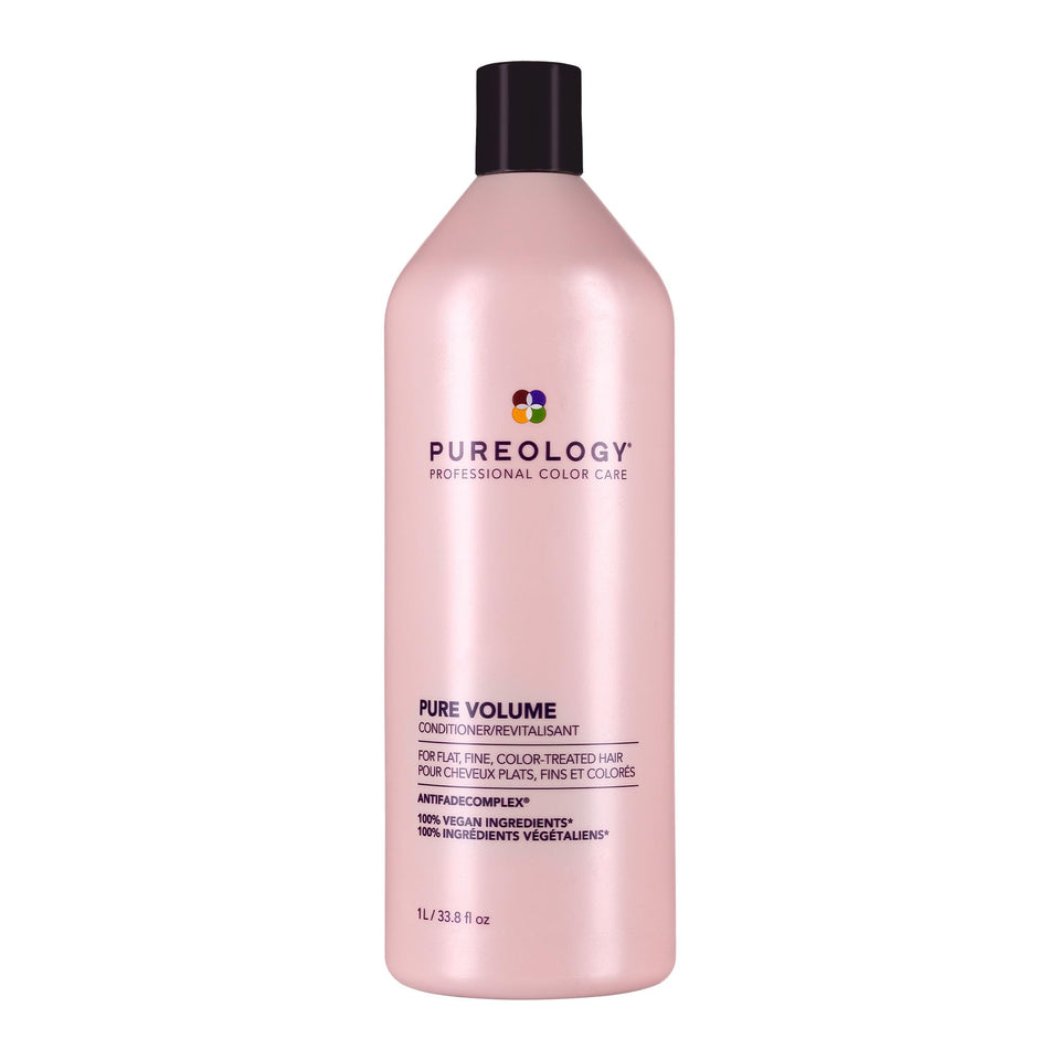 Pureology bottle front view showing branding and volumizing benefit