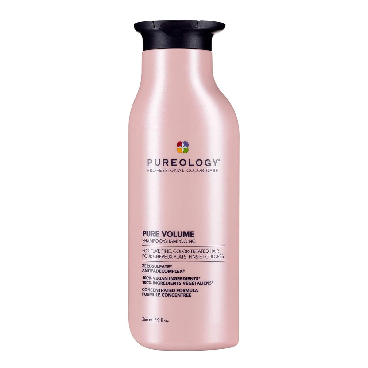 Pureology bottle front packaging showing clean design and volume claim
