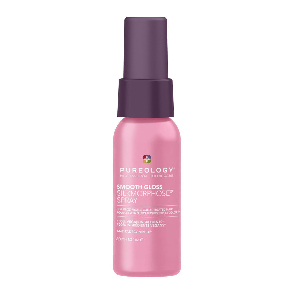 Pureology front packaging showing the sleek 1 fl oz bottle and product benefit