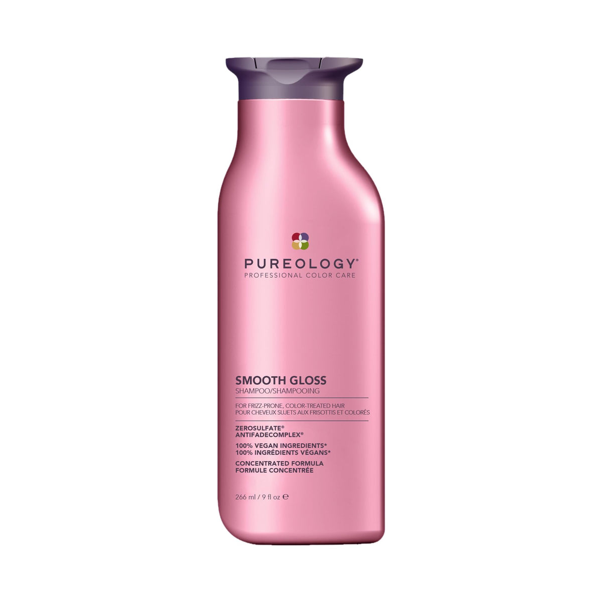 Pureology front bottle showing branding and elegant packaging, highlighting premium quality