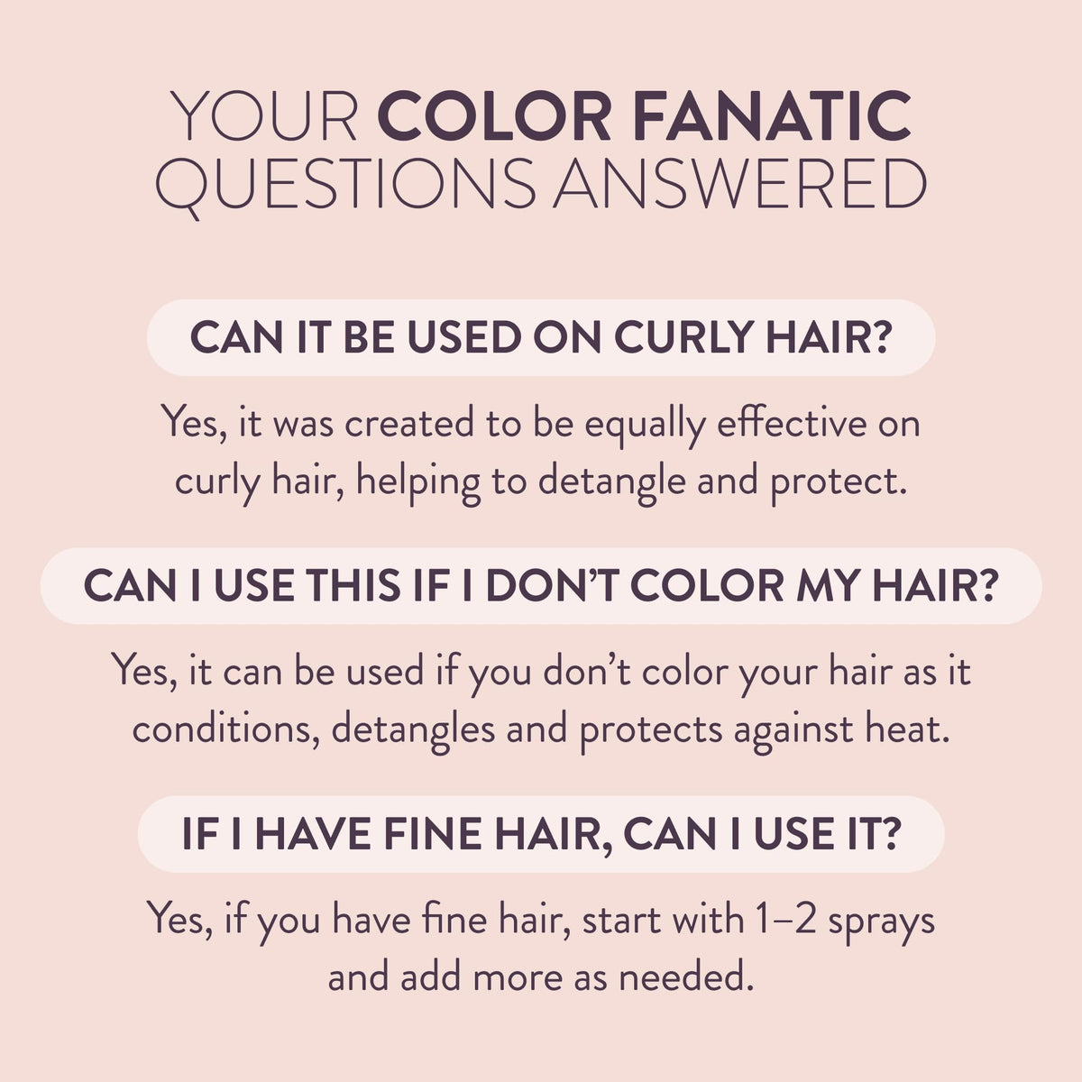 Pureology mist sprayed on damp hair demonstrating heat protection and detangling effect