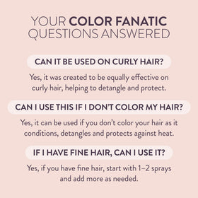 Pureology mist sprayed on damp hair demonstrating heat protection and detangling effect