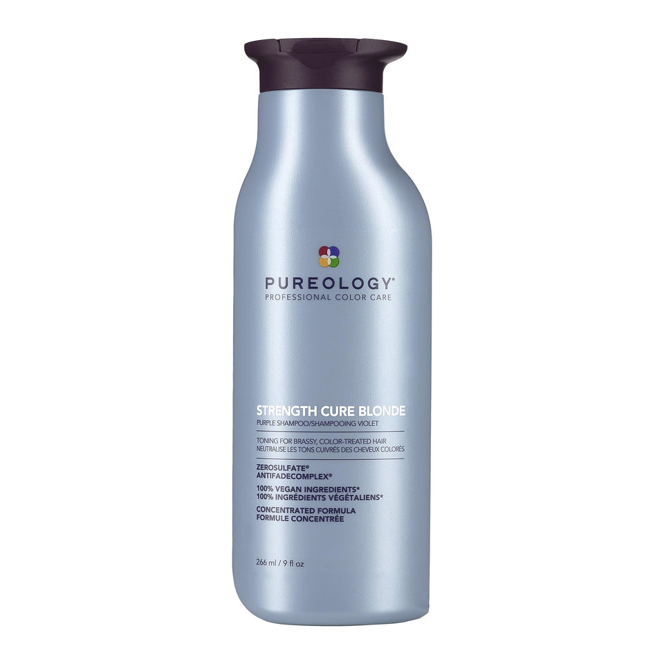 Pureology Strength Cure Blonde front bottle photo showing product for toning