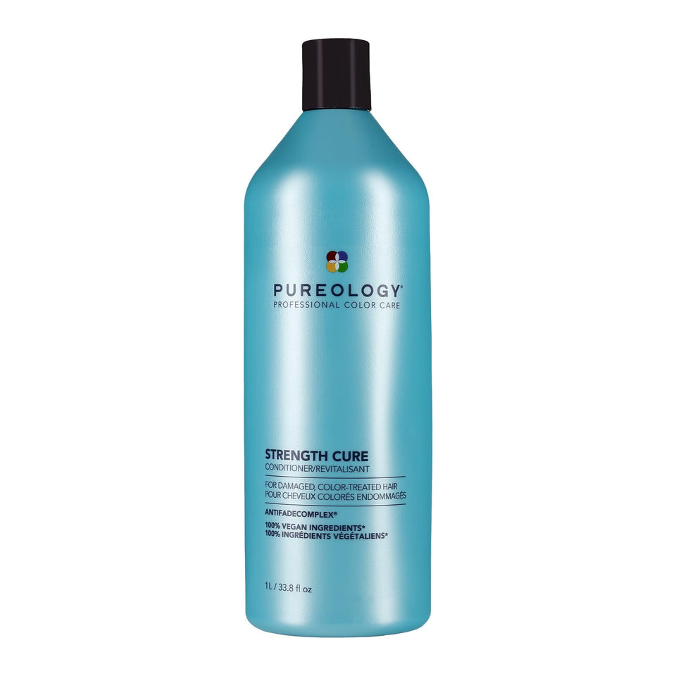 Pureology Strength Cure Conditioner front bottle showing product and size benefit