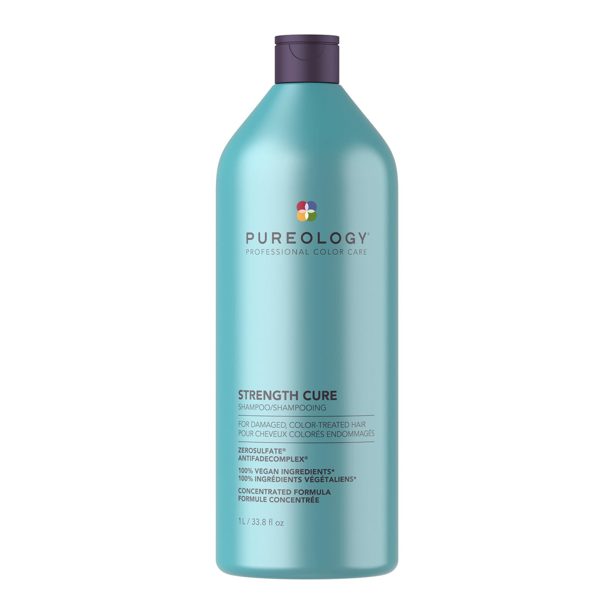 Pureology front bottle view showing product and durable packaging benefit