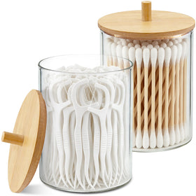 PureRoot front view of two glass canisters showing clear storage and tidy organization