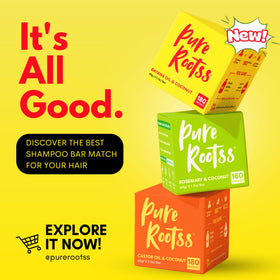 PureRootss bars placed on bathroom shelf showing eco-friendly routine and reduced plastic waste