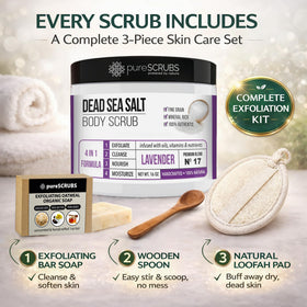 pureSCRUBS natural loofah pad detail to buff skin and boost circulation benefits