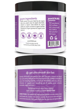pureSCRUBS scrub in hand demonstrating application and smoother skin result