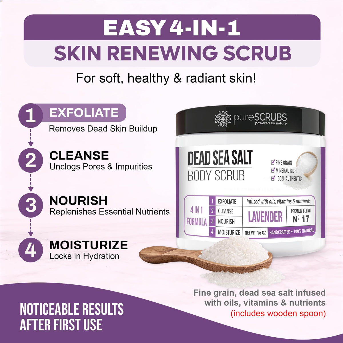 pureSCRUBS wooden spoon scooping scrub for hygienic application and easy portioning
