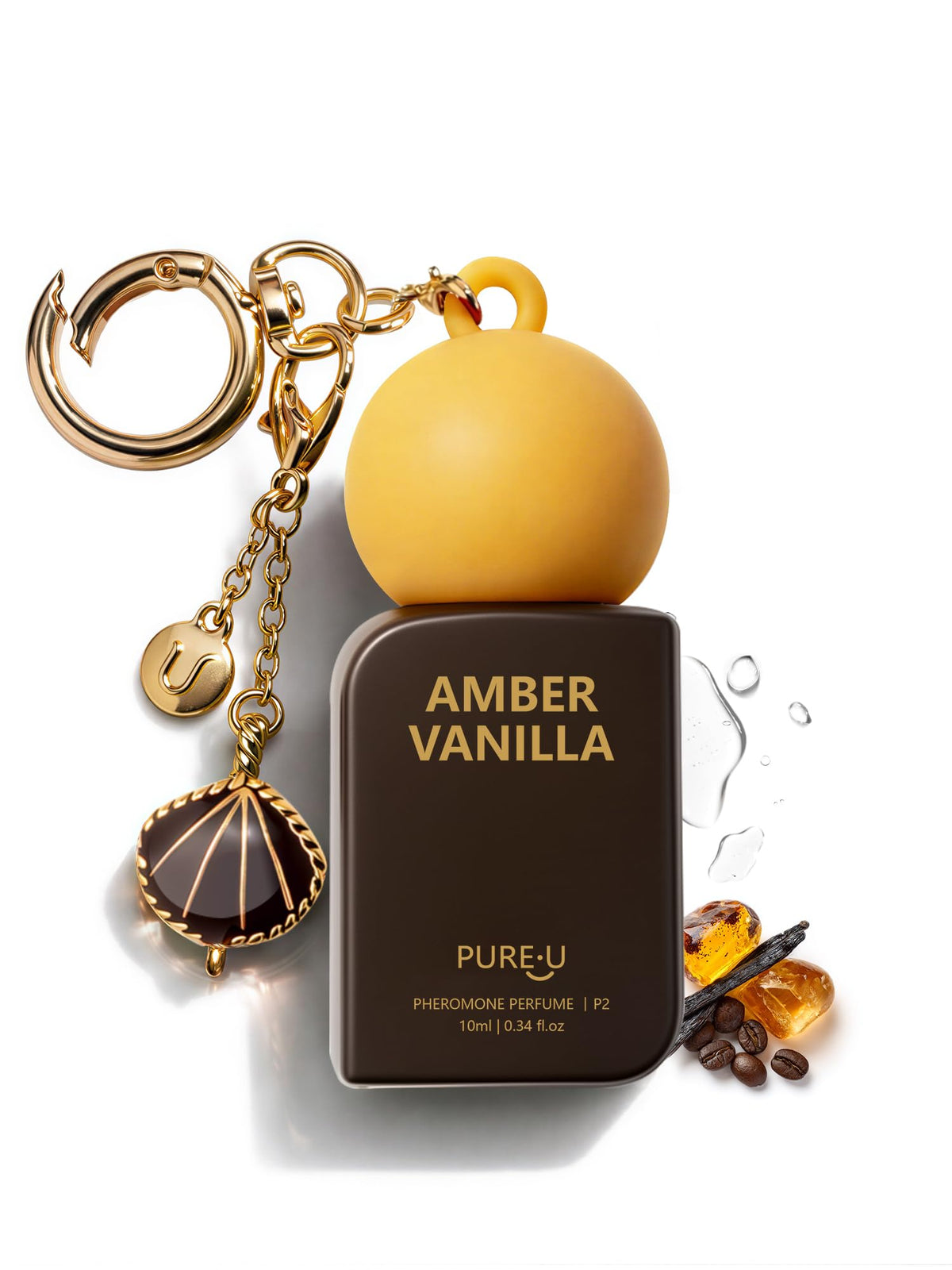 PUREU front packaging showing amber vanilla bottle and elegant label benefit travel-ready