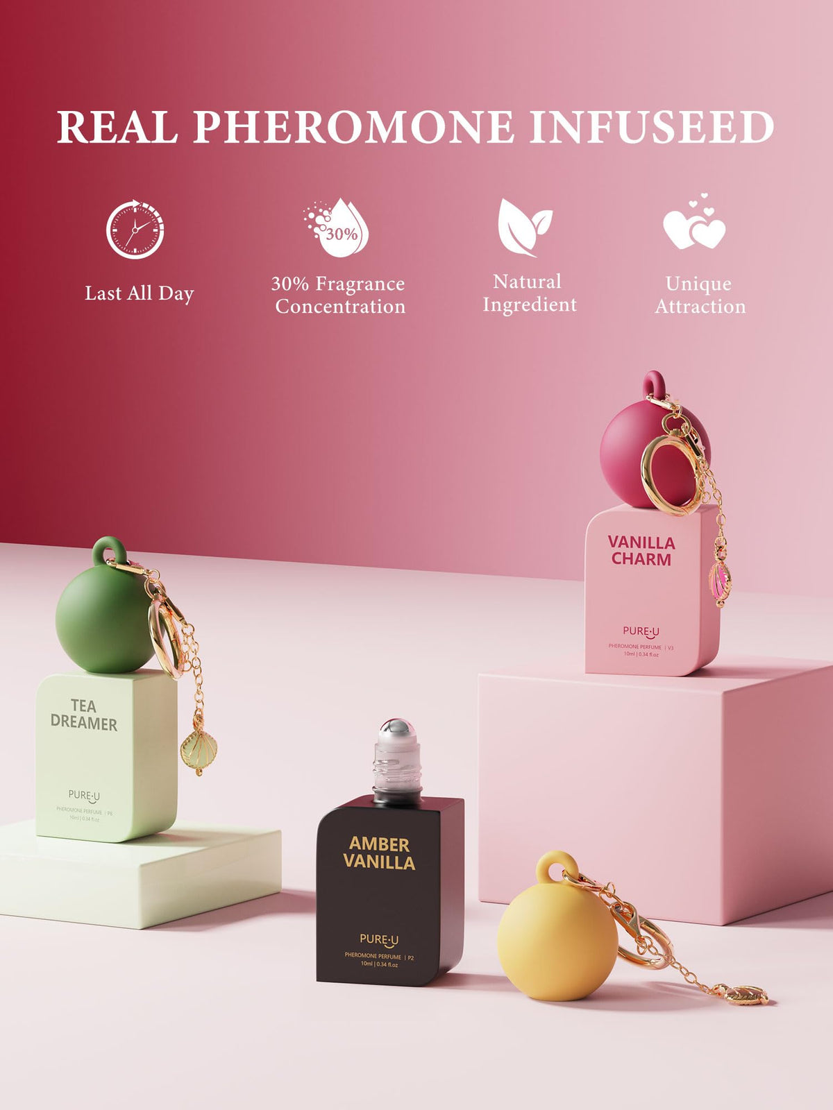 PUREU oil texture droplet on finger showing rich, alcohol-free formula benefit
