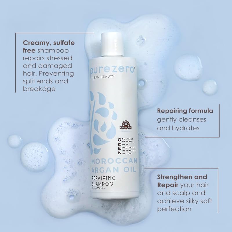 Purezero bottle close-up of argan oil label highlighting clean ingredients