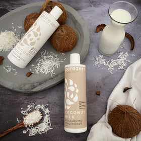 Purezero shampoo being applied to wet hair for gentle cleansing