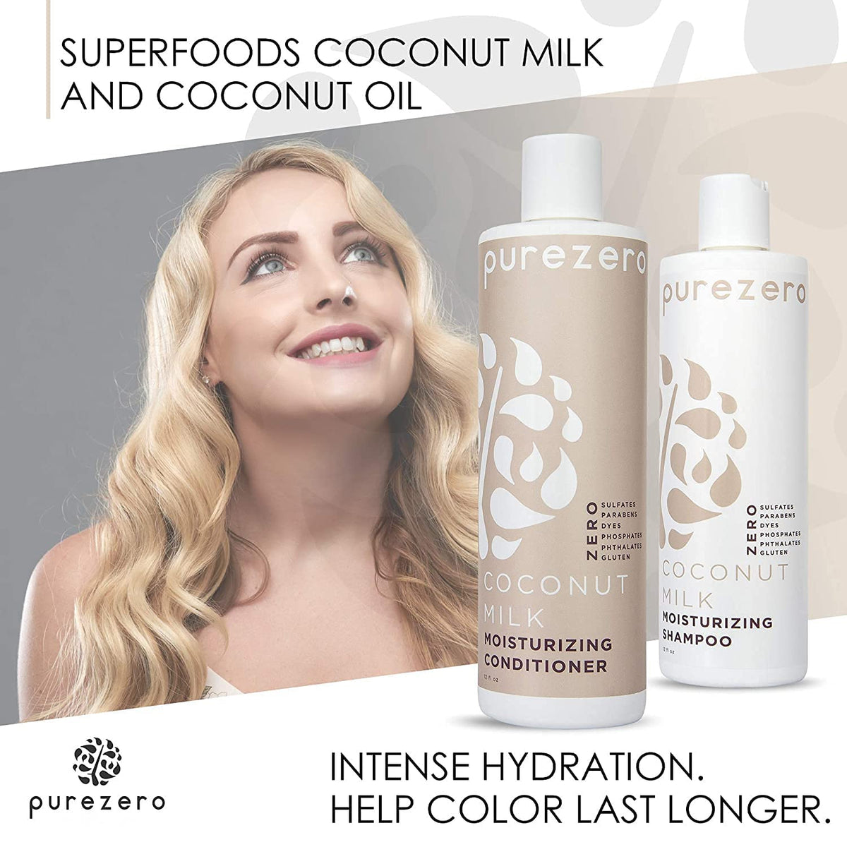 Purezero shampoo texture on hand demonstrating creamy hydration