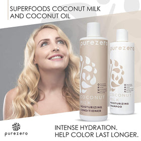 Purezero shampoo texture on hand demonstrating creamy hydration
