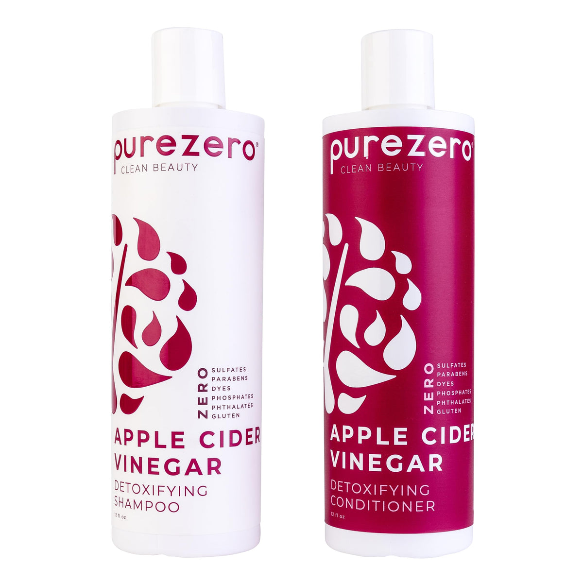 Purezero front packaging showing shampoo and conditioner for gentle detox