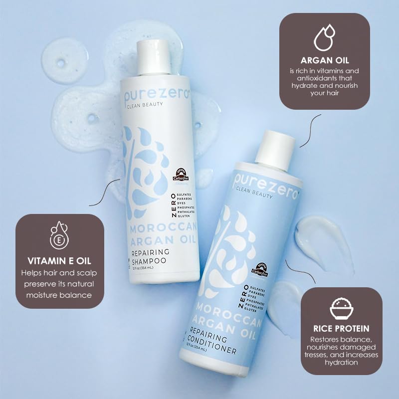 Purezero in-use applying shampoo to wet hair to reduce frizz